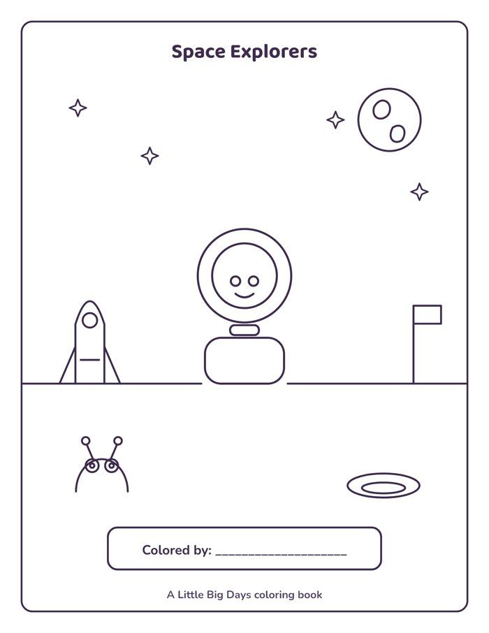 Space Explorers Coloring Book (14 Pages)