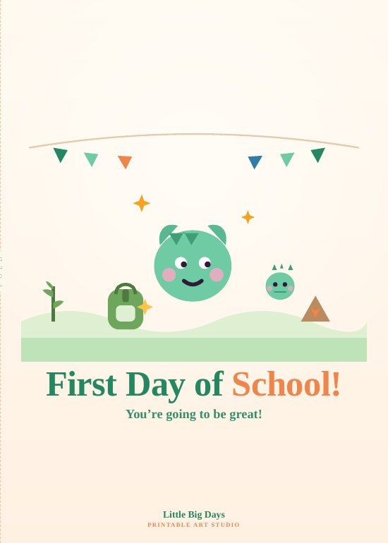 Dino Pals First Day of School Card
