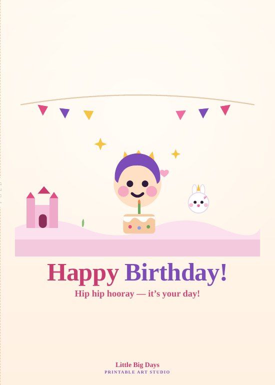 Princess Castle Happy Birthday Card