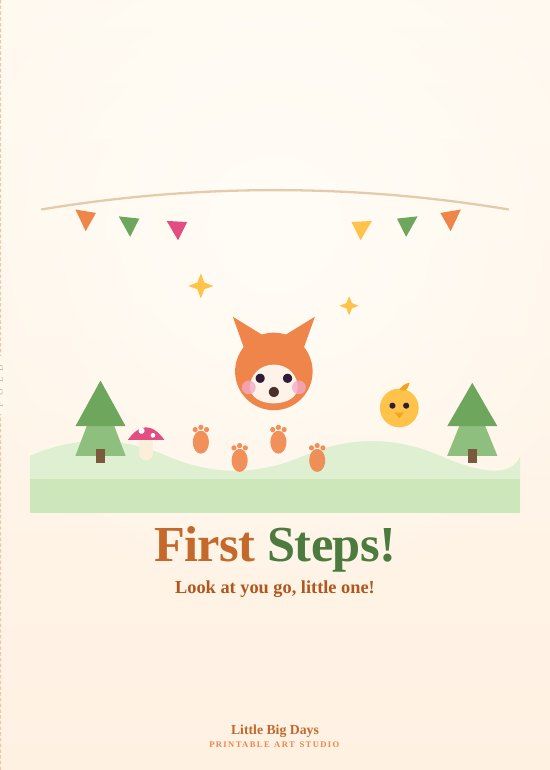 Woodland Friends First Steps Card