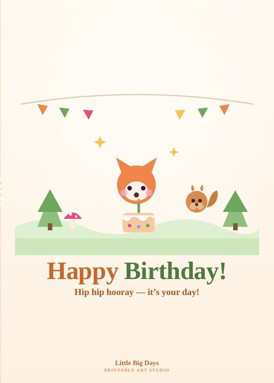 Woodland Friends Happy Birthday Card