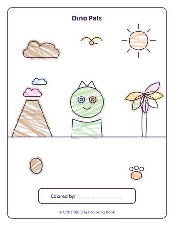 Dino Pals coloring book, colored in