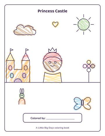 Princess Castle coloring book, colored in