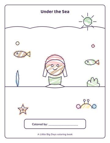 Under the Sea coloring book, colored in