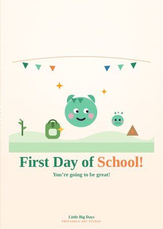 Dino Pals First Day of School Card