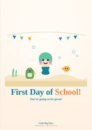 Under the Sea First Day of School Card