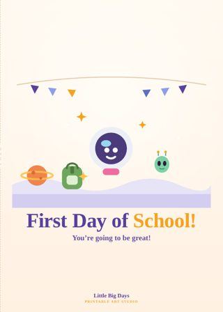 Space Explorers First Day of School Card