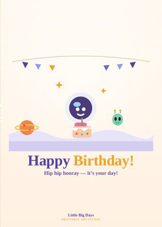 Space Explorers Happy Birthday Card