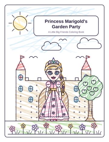 Cover page colored in with crayons