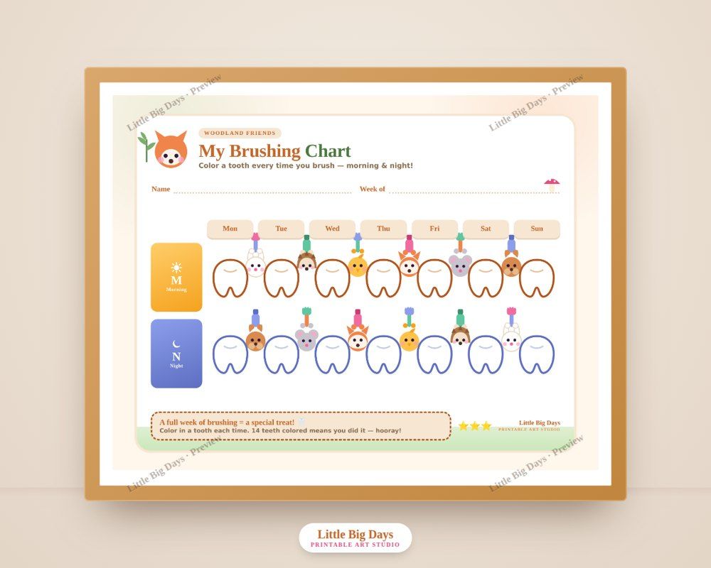 Woodland Friends Complete Set (Chart + 6 Cards)